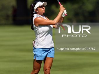 Gerina Piller of Roswell, New Mexico follows her shot down the fairway toward the 7th green during the final round of the Marathon LPGA Clas...
