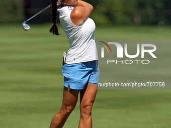 Gerina Piller of Roswell, New Mexico follows her shot down the fairway toward the 7th green during the final round of the Marathon LPGA Clas...