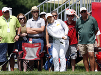 Inbee Park of of Seoul, South Korea hits toward the green from the rough within the crowd during the final round of the Marathon LPGA Classi...