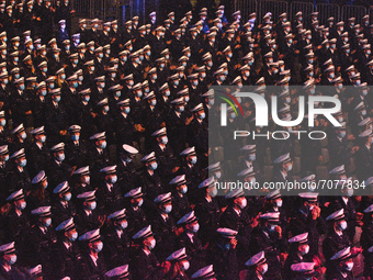 general view of new member of police force of NRW's a swear in ceremony helding in Lanxess Arena in Cologne, Germany on September 16, 2021 (
