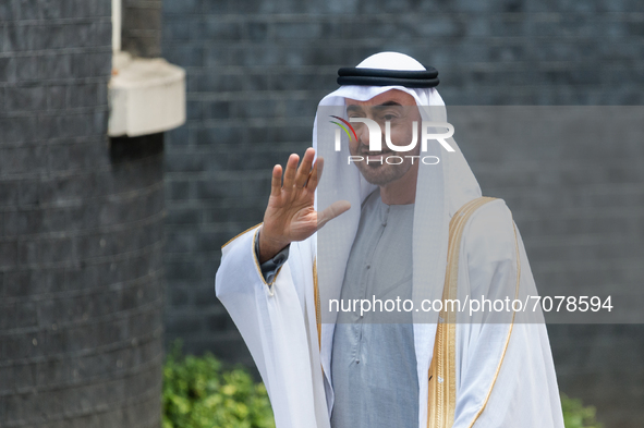 LONDON, UNITED KINGDOM - SEPTEMBER 16, 2021: Sheikh Mohammed bin Zayed Al Nahyan, the Crown Prince of the Emirate of Abu Dhabi and Deputy Su...