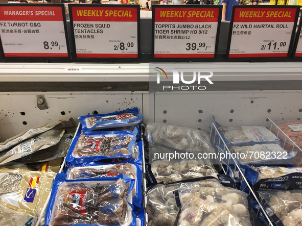 Frozen seafood at a grocery store in Toronto, Ontario, Canada on September 16, 2021. Canada's inflation rate reached 4.1% in August, highest...