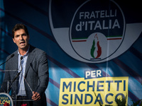 The President of the Marche Region Francesco Acquaroli during  the Demonstration Italy of redemption, the party Fratelli d'Italia on the occ...