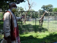 Union Minister of State Environment, Forest and Climate Change Ashwini Kumar Choubey during his visit to Assam State Zoo and Botanical Garde...