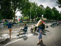 VOORSCHOTEN  (The Netherlands) on 28th July 2015 - During the yearly horsemarket horse cart racing takes place on a makeshift course in the...
