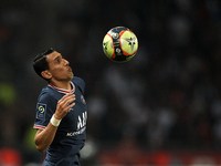 Angel Di Maria of PSG controls the ball during the Ligue 1 Uber Eats match between Paris Saint Germain and Lyon at Parc des Princes on Septe...
