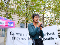 Saphia Aït Ouarabi, vice-president of SOS Racisme, was present at the rally against anti-Semitism and all racism, to denounce the rise in di...