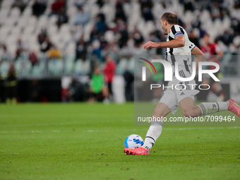 Giorgio Chiellini (Juventus Fc) during the Italian Serie A football match between Juventus FC and AC Milan on September 19, 2021 at Allianz...
