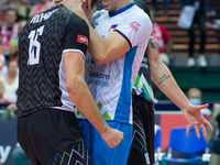Gregor Ropret (SLO),Jani Kovacic (SLO) during the CEV Eurovolley 2021 match between Slovenia v Italy, in Katowice, Poland, on September 19,...