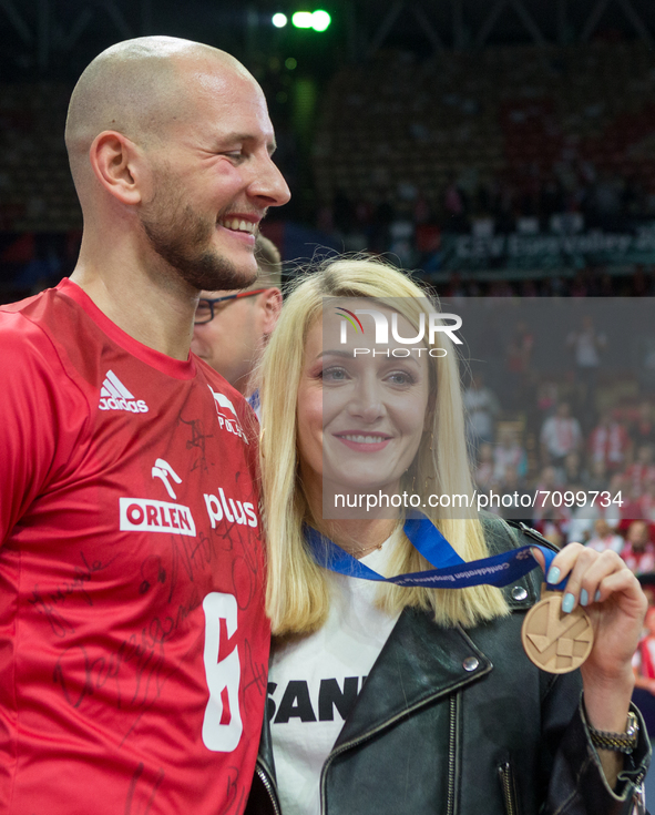 Bartosz Kurek,Anna Kurek during the Medal ceremony for the CEV Eurovolley 2021, in Katowice, Poland, on September 19, 2021. 