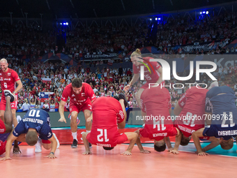 Reprezentacja Polski during the Medal ceremony for the CEV Eurovolley 2021, in Katowice, Poland, on September 19, 2021. (
