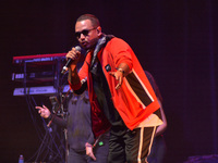  Adan Nunez lead of the reggae fusion  band Golden Ganga,  performs on stage during a concert to promote their single '