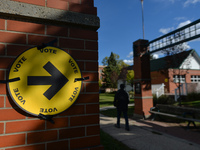 An Election Canada sign visible next to a polling station in downtown Edmonton.
On Monday, September 20, 2021, in Edmonton, Alberta, Canada....