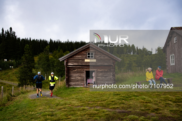 The technical and difficult run course, a trail running session in the Swedish forrest and mountains over Åre, Sweden, at Swedeman 2021. 