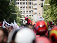 Efood delivery employees protest in Athens, Greece on September 22, 2021. Efood, the most popular delivery company in Greece, decided to mak...