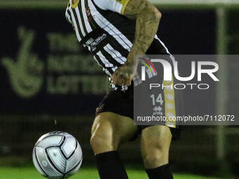 Brad Abbott of Spennymoor Town in action during the FA Cup Second Qualifying Round replay   between Spennymoor Town and AFC Fylde at the Bre...