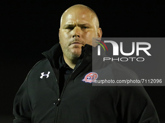 Jim Bentley, AFC Fylde Manager, seen during the FA Cup Second Qualifying Round replay   between Spennymoor Town and AFC Fylde at the Brewery...