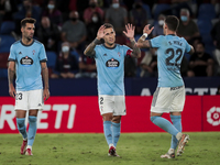  Blais Mendez Portela  of Celta de Vigo (L) celebrate after scoring the 0-2 goal with his teammate Hugo Mallo  of RC Celta de Vigo (C) and...