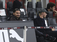 Zlatan Ibrahimovic of AC Milan looks on during the Serie A match between AC Milan and Venezia FC at Stadio Giuseppe Meazza on September 22,...