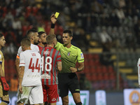 The referee Marchetti shows the yellow card to Luca Vido (Cremonese) during the Italian Football Championship League BKT US Cremonese vs AC...