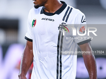 Kelvin Amian of Spezia Calcio looks on during the Serie A match between Spezia Calcio and FC Juventus at Stadio Alberto Picco on 22 Septembe...