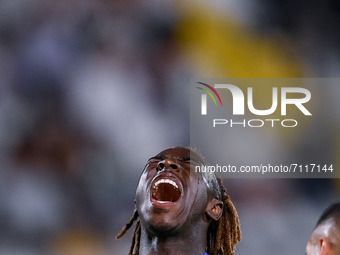 Moise Kean of FC Juventus looks dejected during the Serie A match between Spezia Calcio and FC Juventus at Stadio Alberto Picco on 22 Septem...