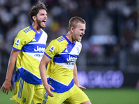 Matthijs de Ligt of FC Juventus celebrates after scoring third goal during the Serie A match between Spezia Calcio and FC Juventus at Stadio...