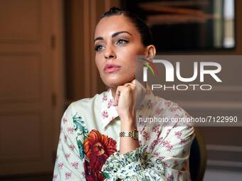 Hiba Abouk poses during the 69th San Sebastian Film Festival in San Sebastian, Spain, on, 24 September, 2021. (