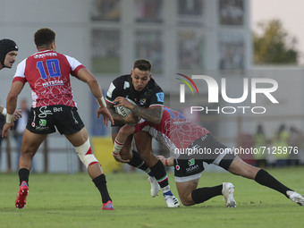 Pierre Bruno (Zebre) tries to carries on the ball against Lions during the United Rugby Championship match Zebre Rugby Club vs Emirates Lion...