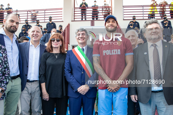 Olympic 100m Champion, Lamont Marcell Jacobs of Italy  participates in the inauguration event of the Gabre Gabric athletics facility in Bres...