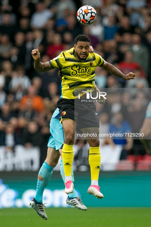 Joshua King of Watford controls the ball during the Premier League match between Watford and Newcastle United at Vicarage Road, Watford on S...