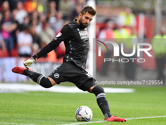 
Bartosz Bialkowski of Millwall during the Sky Bet Championship match between Nottingham Forest and Millwall at the City Ground, Nottingham...