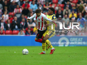 Sunderland's Leon Dajaku is fouled by Bolton Wanderer's Nathan Delfouneso during the Sky Bet League 1 match between Sunderland and Bolton Wa...
