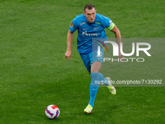 Artem Dzyuba of Zenit in action during the Russian Premier League match between FC Zenit Saint Petersburg and PFC Krylia Sovetov Samara on S...