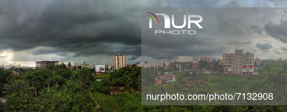 A panoramic view of dense cloud can be seen in Kolkata, India, 26 September, 2021.  