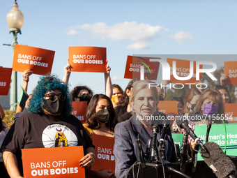 Congresswoman Carolyn Maloney (D-NY) speaks during a press conference with members of Trust Respect Access, a reproductive rights organizati...