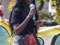 
The Ugandan climate activist Vanessa Nakate speaks during a Fridays for Future Student strike. The event took place during the Pre-COP Even...