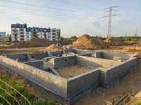 New new housing estate construction site in a field on the outskirts of the city is seen in Gdansk, Poland on 3 October 2021 Rapid rise in h...