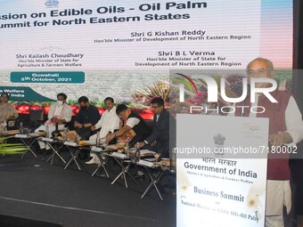 Union Minister Narendra Singh Tomar attend  the National Edible Oil Mission (NMEO-OP) for palm oil business summit of  North-Eastern states,...
