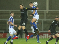    Ryan Cooney of Morecambe and David Ferguson of Hartlepool United in action during the EFL Trophy match between Hartlepool United and More...