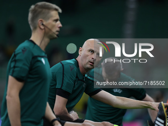 Sergei Karasev referee during the UEFA Nations League Finals 2021 semi-final football match between Italy and Spain at Giuseppe Meazza Stadi...