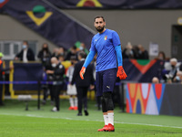 Giuanluigi Donnarumma of Italy warms up during the UEFA Nations League Finals 2021 semi-final football match between Italy and Spain at Gius...