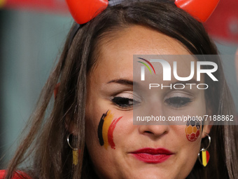 Woman fan of Belgium during the football UEFA Nations League match Semifinals - Belgium vs France on October 07, 2021 at the Allianz Stadium...