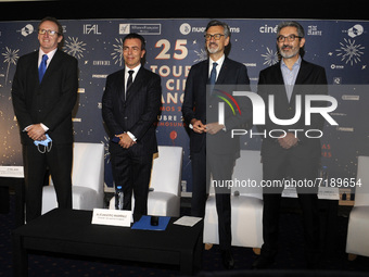 Cyril Anis, Alejandro Ramirez, Jean-Pierre Azvasadourian and Leopoldo Jimenez during a Press Conference of the 25th French Film Tour at Cine...