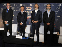Cyril Anis, Alejandro Ramirez, Jean-Pierre Azvasadourian and Leopoldo Jimenez during a Press Conference of the 25th French Film Tour at Cine...