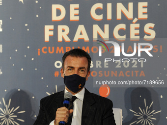 Alejandro Ramirez, CEO of Cinepolis speaks during a Press Conference of the 25th French Film Tour at Cinepolis Diana. On October 7, 2021, in...