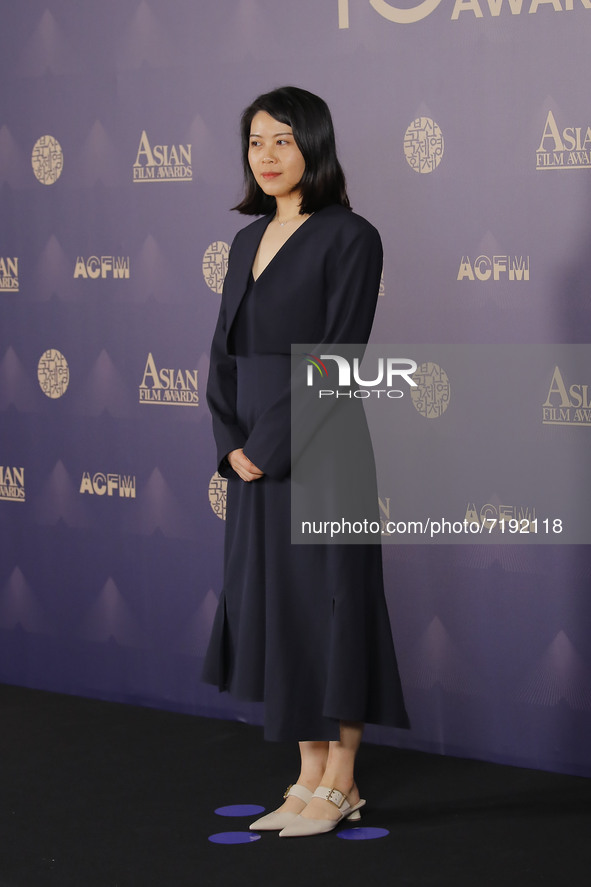 Director Han Shuai attends the 15th Asian Film Awards during the 26th Busan International Film Festival at Paradise Hotel on October 08, 202...