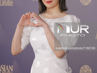 Actress Jun Jong-seo attends the 15th Asian Film Awards during the 26th Busan International Film Festival at Paradise Hotel on October 08, 2...