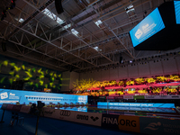 View of the stadium on the FINA Swimming World Cup held at Duna Arena Swimming Stadium on  October 09, 2021 in Budapest, Hungary. (
