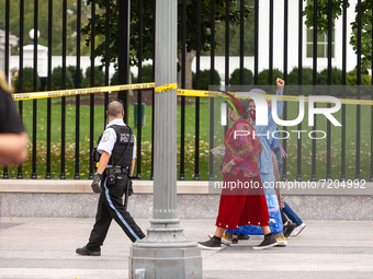 Native American activists and allies are arrested at the White House during a civil diobedience action against the continued use of fossil f...